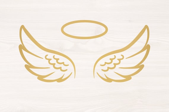 Wings and halo SVG PNG Files for cutting machines, digital clipart, angel wings, heaven, memorial