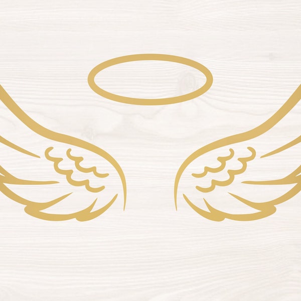 Wings and halo SVG PNG Files for cutting machines, digital clipart, angel wings, heaven, memorial