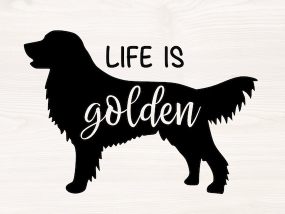 Life is golden SVG PNG Files for cutting machines, digital clipart, birthday, golden retriever, dog silhouette