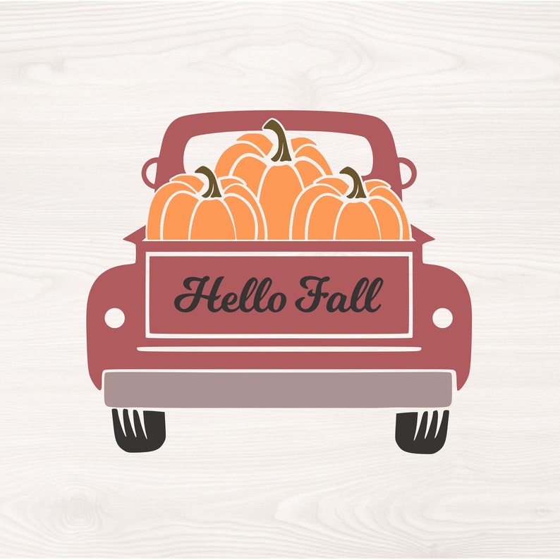 Download Hello Fall Vintage Truck SVG PNG Files for cutting machines | Etsy