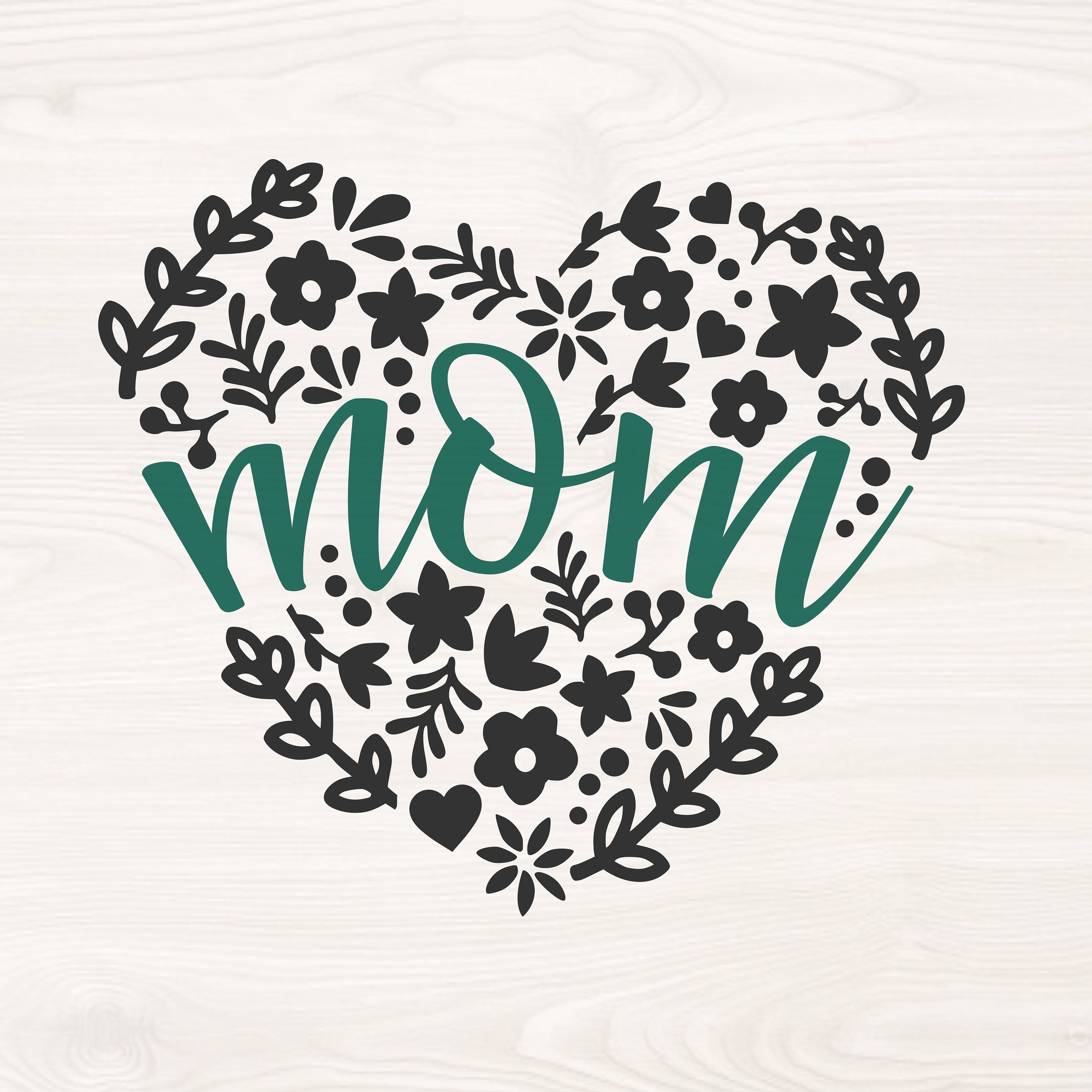 Mom Heart Floral SVG PNG Files for Cutting Machines, Digital Clipart ...