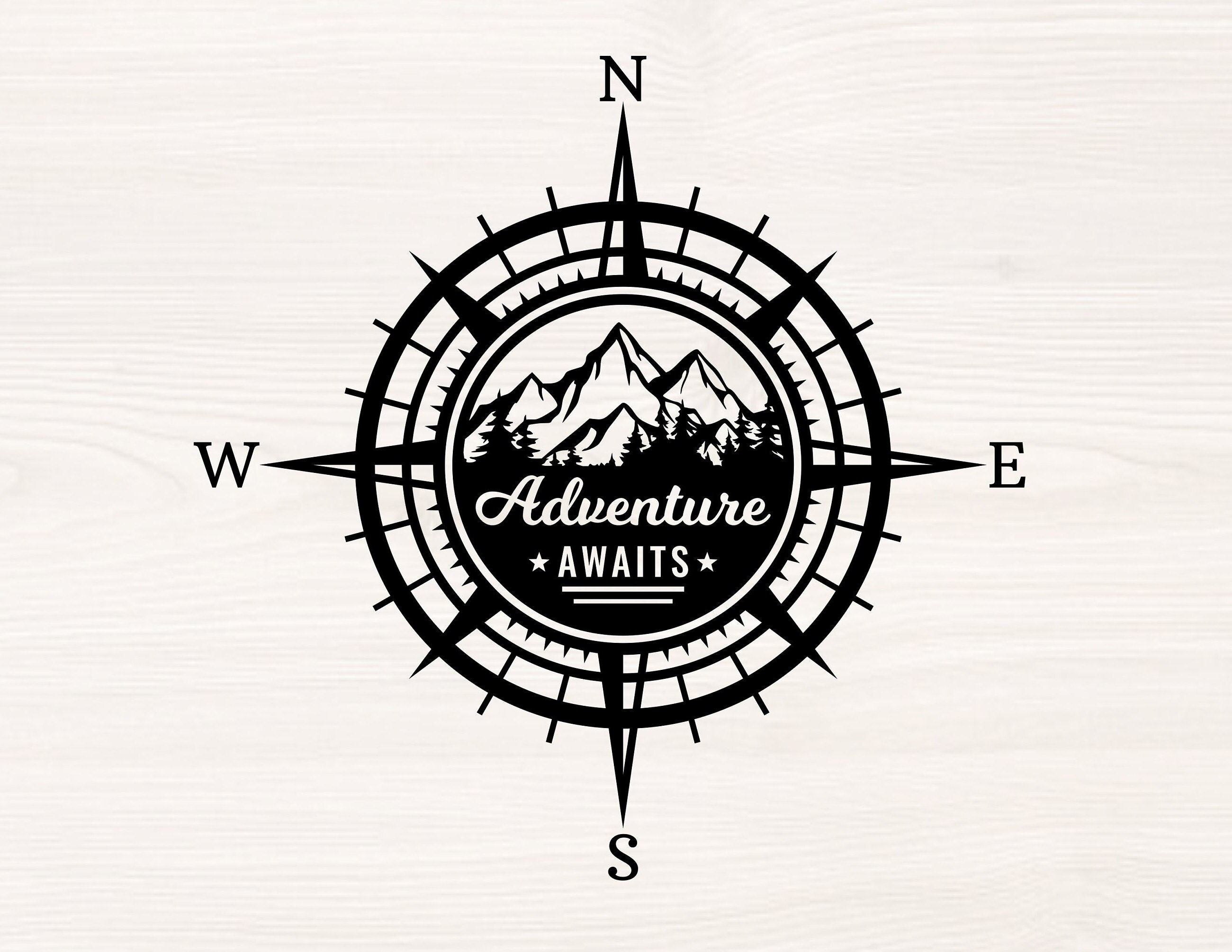 Adventure Awaits Compass SVG PNG Files for Cutting Machines, Digital