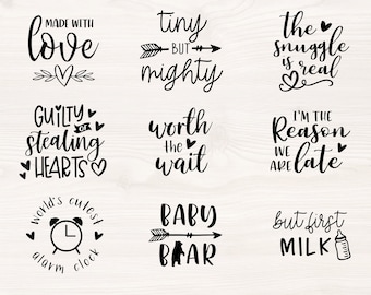Baby Quotes SVG Bundle, Nursery Clipart (Digital Download)