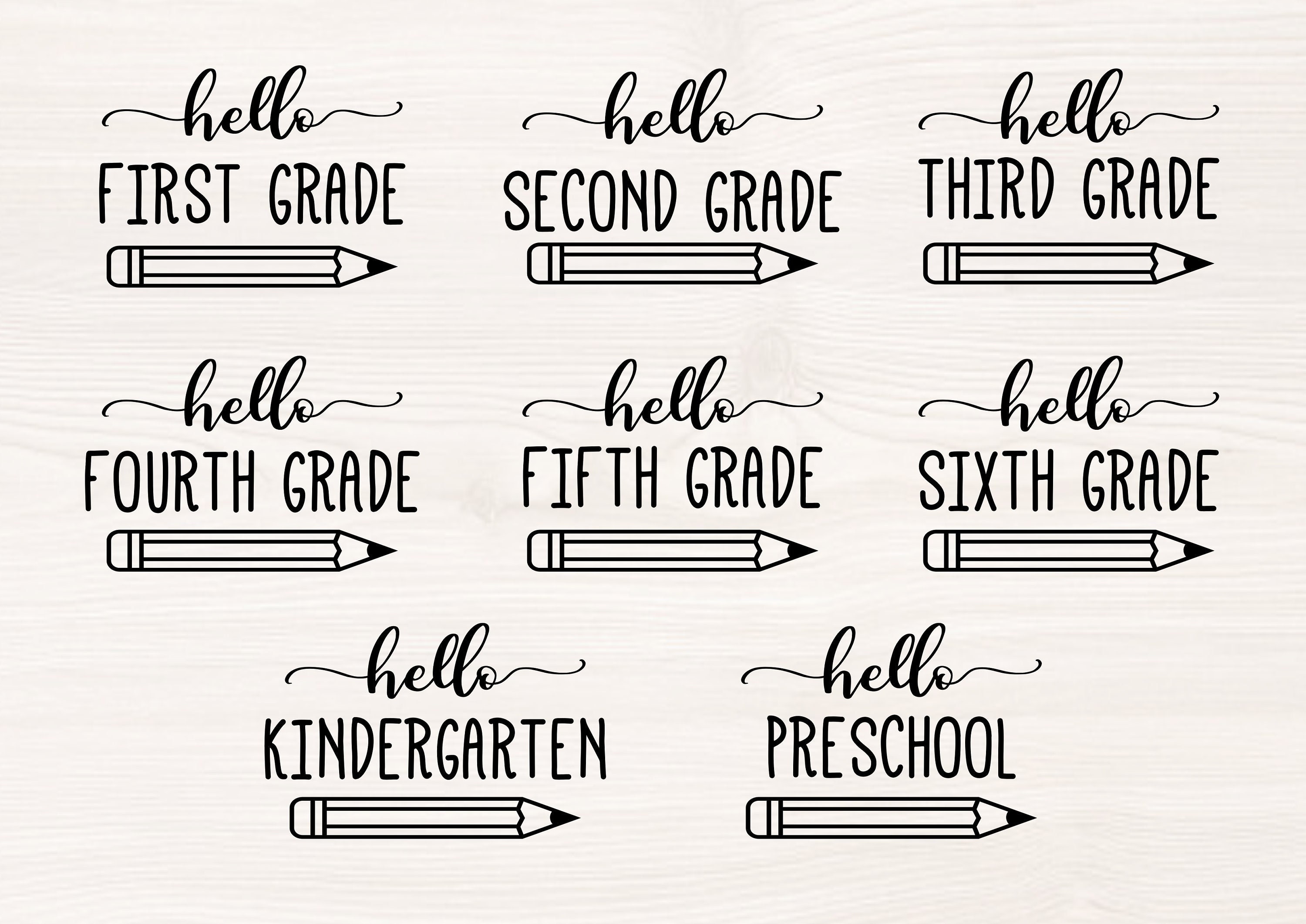 Hello Grade R Hello Grade School Bundle SVG PNG Files for Cutting Machines, Hello ...