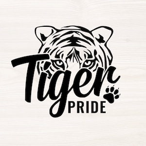 Tiger Pride SVG PNG-Dateien für Schneidemaschinen, digitale Clipart, Tigerkopf, Schulsport, Tiger Maskottchen