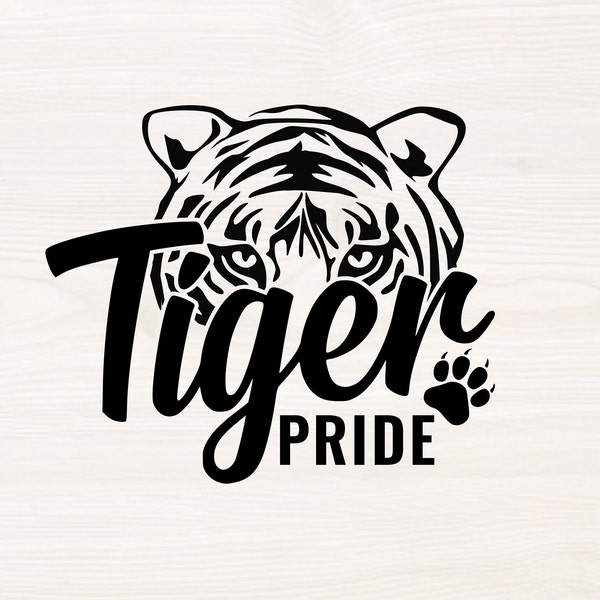 Tiger Pride SVG PNG Files for cutting machines, digital clipart, tiger head, school sport, tiger mascot