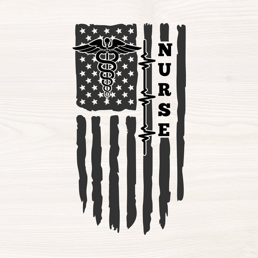 Nurse and Caduceus on American Flag SVG PNG Files for Cutting Machines