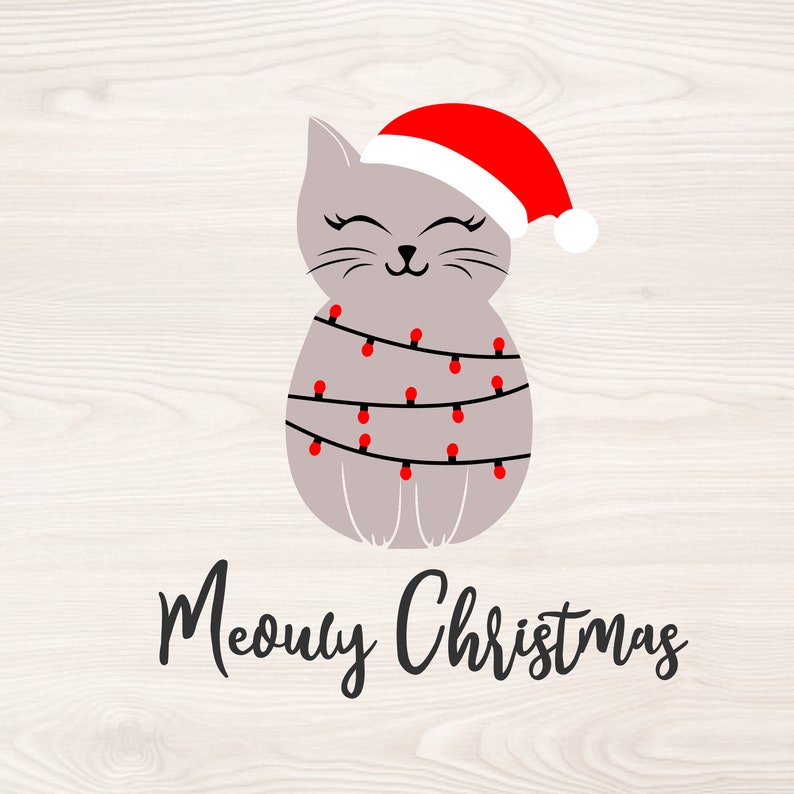 Meowy Christmas SVG PNG Files for Cutting Machines, Digital Clipart ...