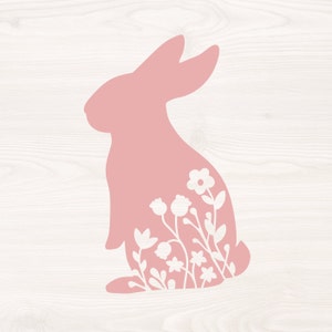 Floral bunny SVG PNG Files for cutting machines, digital clipart, Easter, spring, spring flowers