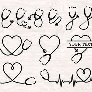 Stethoscopes bundle SVG PNG Files for cutting machines, digital clipart, nurse life, heart, medical, monogram, EKG, stethoscope