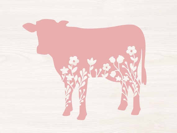 Floral cow SVG PNG Files for cutting machines, digital clipart, farm, farmhouse, flowers, silhouette