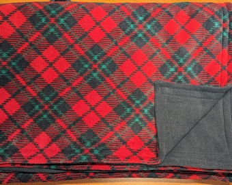 Manta/manta polar reversible con cuadros diagonales en rojo y verde para Navidad