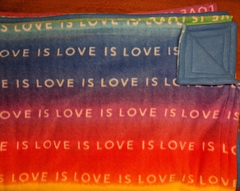 Love Is Love Is Love rainbow reversible fleece blanket/throw