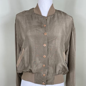Vintage Sunny Leigh Silk Track Bomber Jacket 80’s/90’s Womens Large