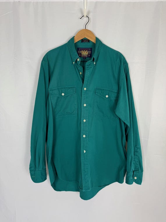 Chaps Ralph Lauren, Vintage 90s Ralph Lauren Chaps Country Cottons Button Down Teal Shirt Large