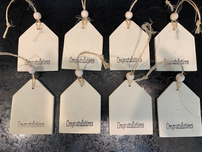 Set of 8 Congratulations Rustic Wooden Gift Tags Wedding / Graduation ...