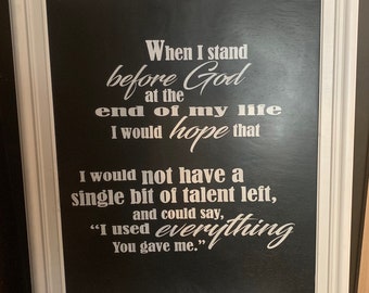Large “When I Stand Before God” Sign With Antique Frame Farmhouse Style Decor