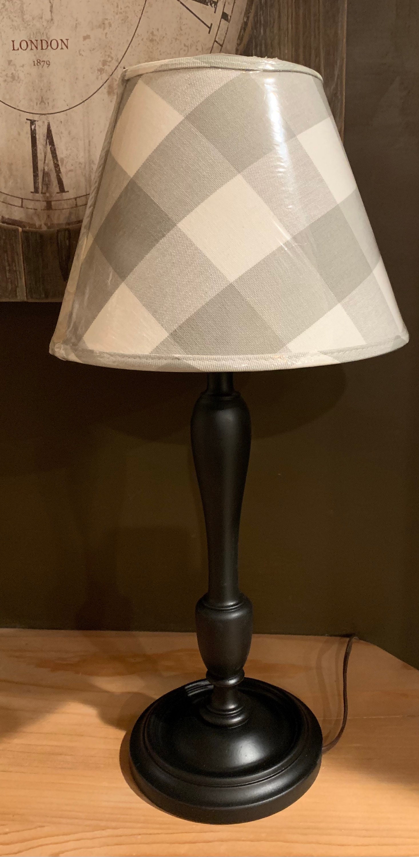 Vintage Black Turned Wood Farmhouse Style Table Lamp Etsy