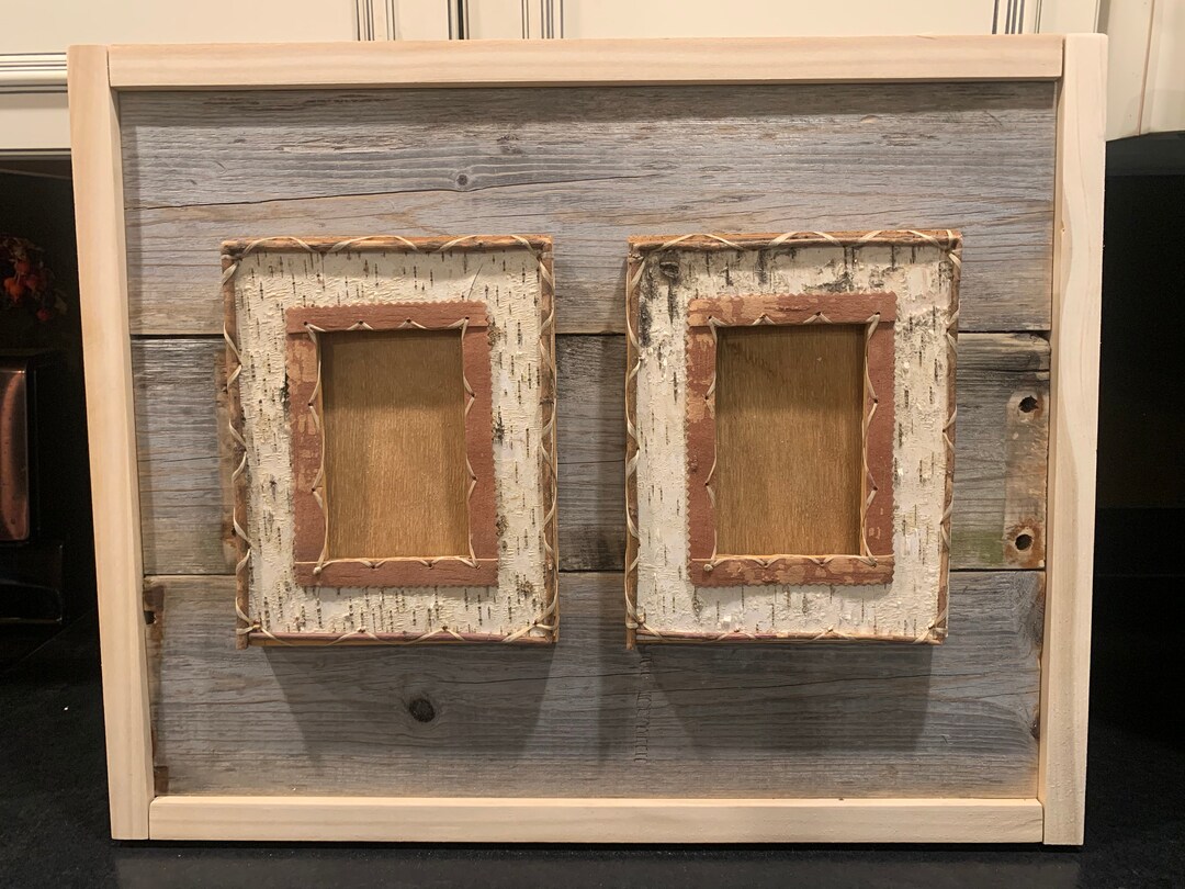 Birch Frame Barn Wood & Birch Double Photo Frame Rustic Home Decor - Etsy