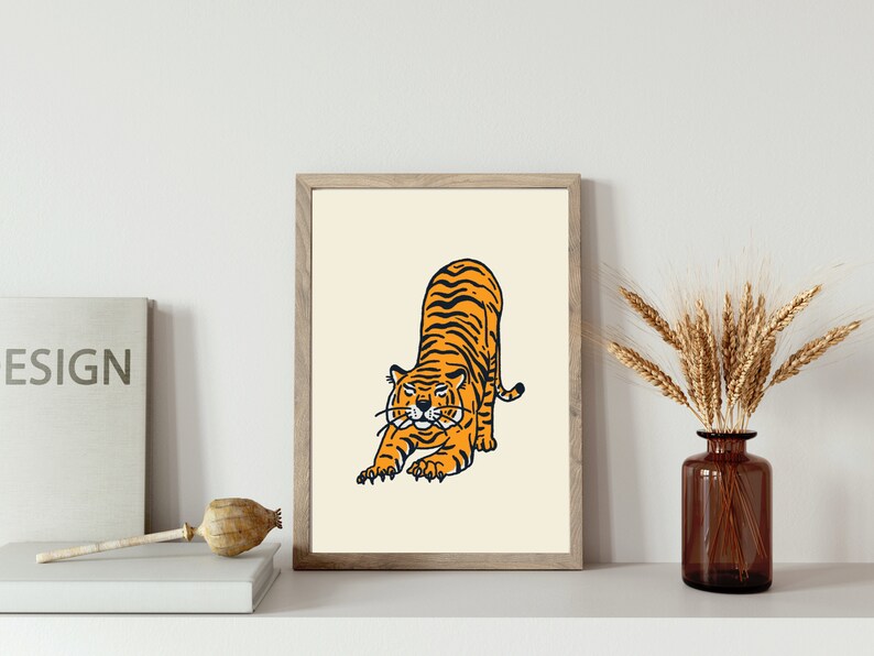 Retro Tiger Poster Instant Digital Download - Tiger Wall Art - Retro ...