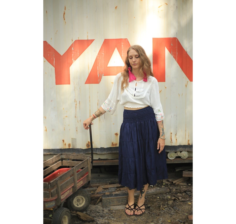 Solid Color Women Skirts in Navy