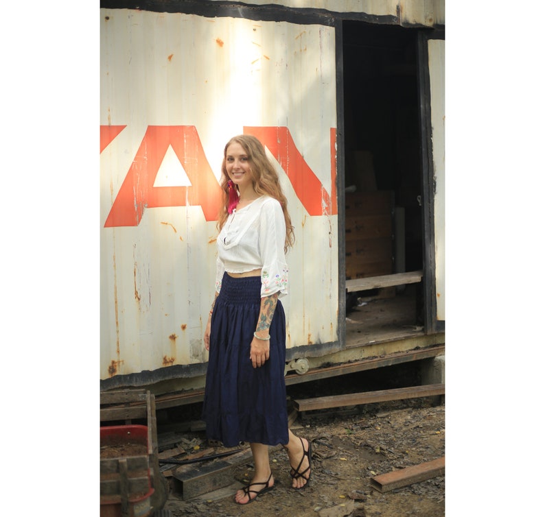 Solid Color Women Skirts in Navy