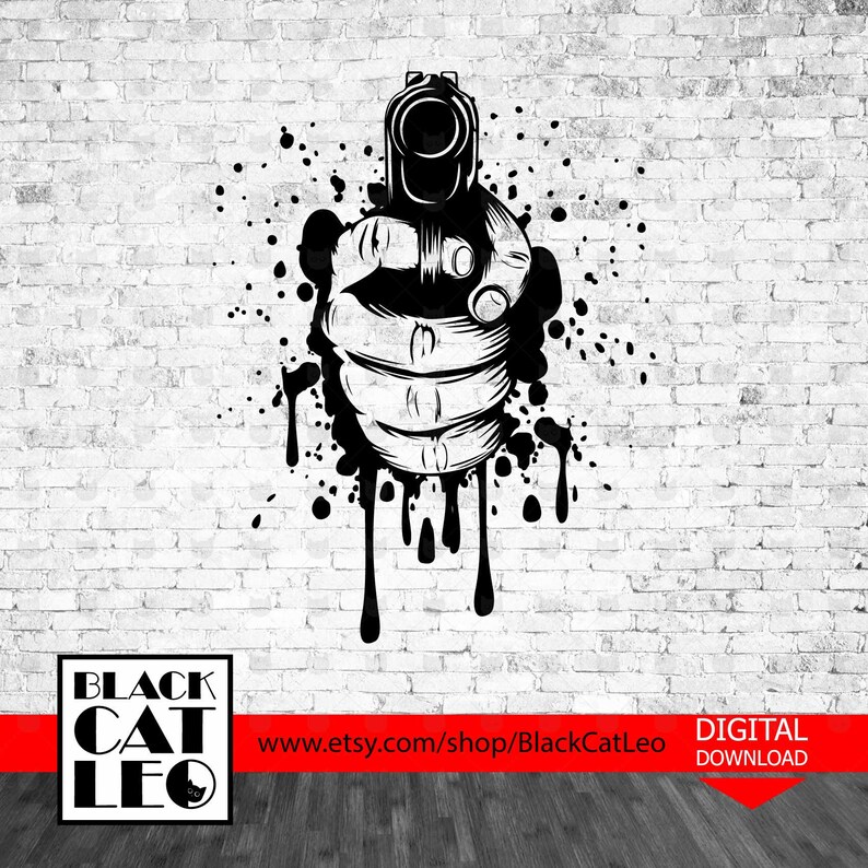 Download Hand svg Distressed Gun design t shirt Weapon wall decor | Etsy