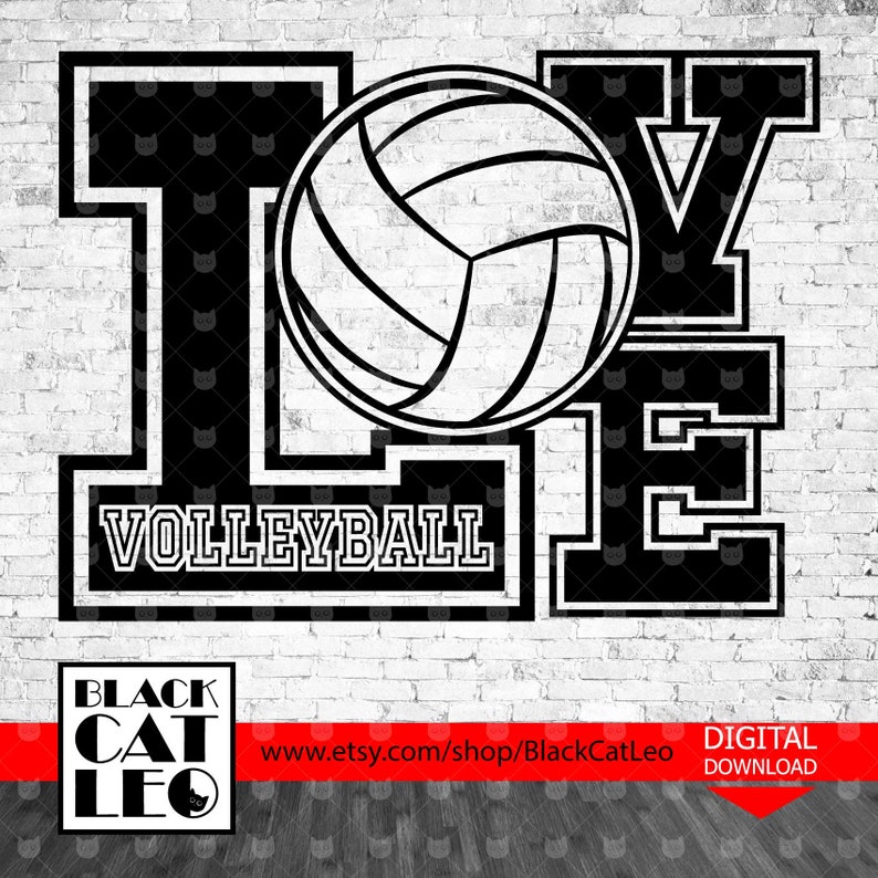 Download Love Volleyball svg Vector Volleyball clip art Grunge | Etsy