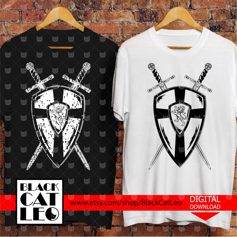 Shield Swords Svg Vector Grunge Medieval Shield Sword And Etsy