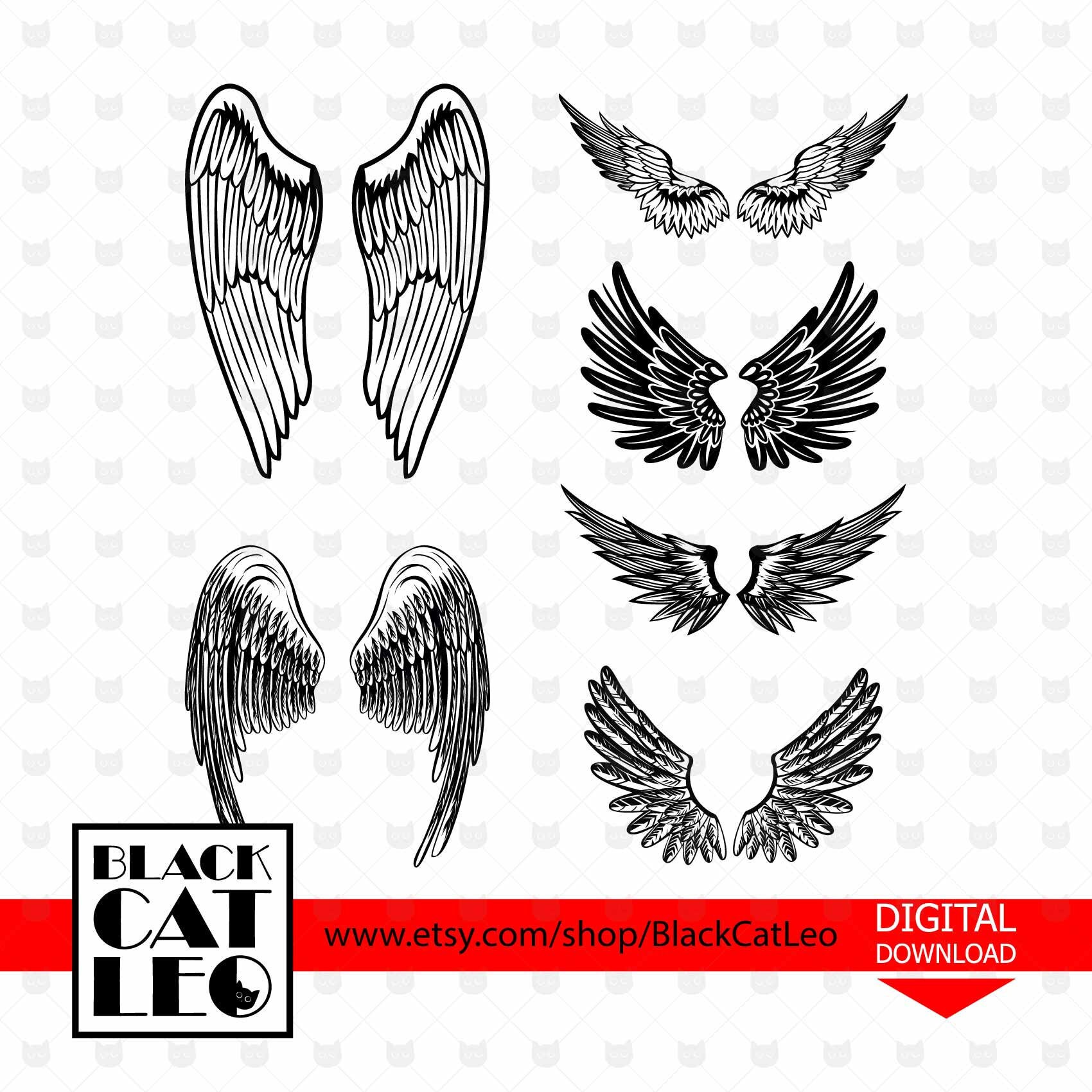 Wings cut file svg Wings set dxf Angel sublimation png | Etsy