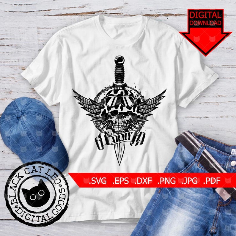 Download Military Skull on wings svg Army Veteran t shirt design | Etsy