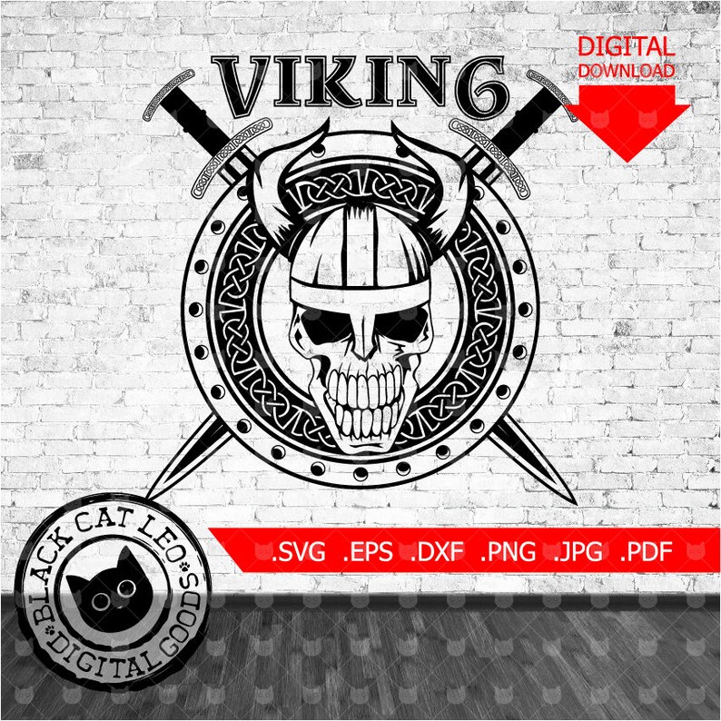 Viking Cut File Svg Vector Skull In Helmet T Shirt Design Etsy