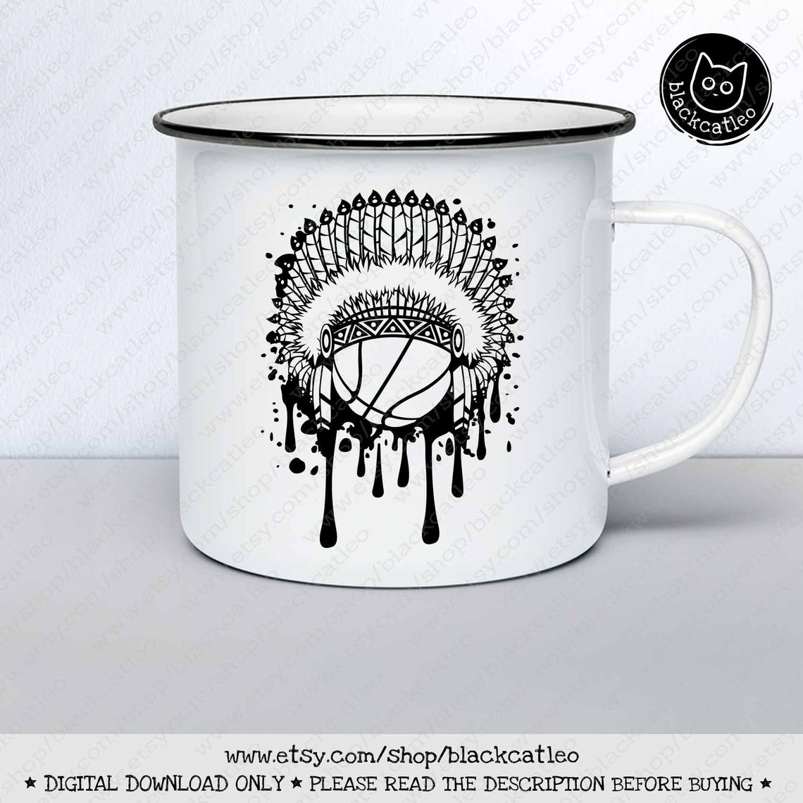 Basketball SVG cut file Distressed American Indians headdress Etsy