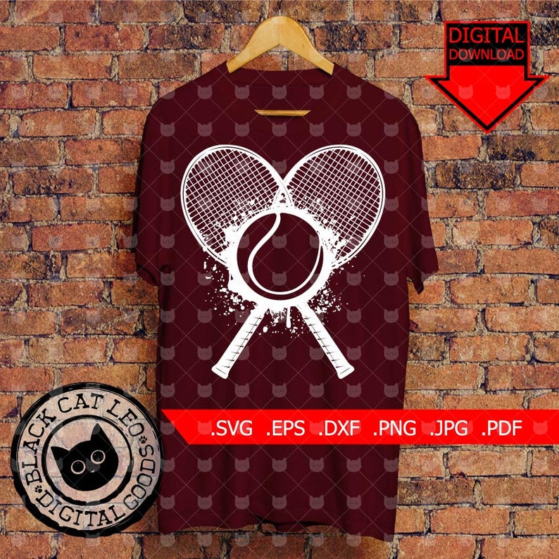 Tennis ball with crossed tennis racquets t shirt design Etsy