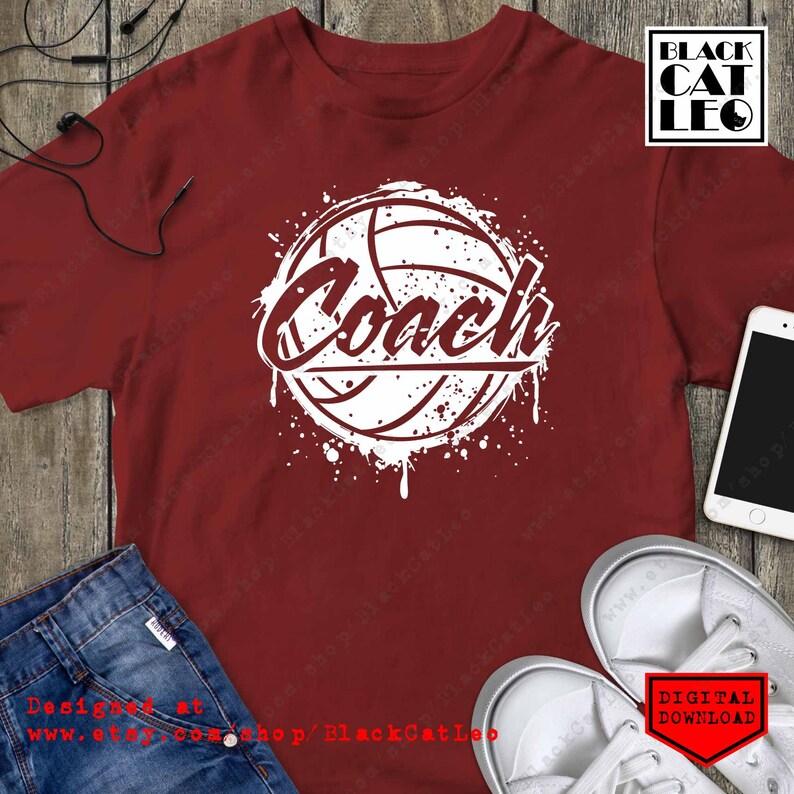 Download Volleyball coach white t shirt design Coach svg Grunge | Etsy