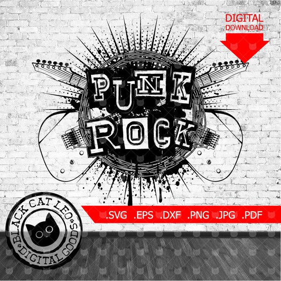 Punk Rock Vector Grunge T Shirt Tattoo Design Punk Rock Music Etsy