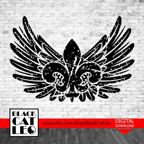 Saints Cut File Svg Distressed Heraldic Flower Lily Vector Etsy