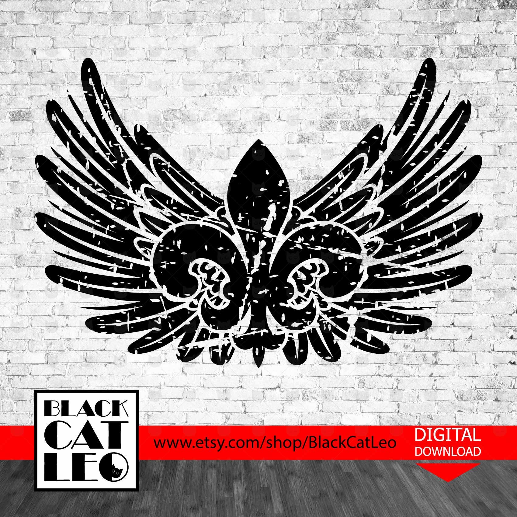 Saints Cut File Svg Distressed Heraldic Flower Lily Vector Etsy