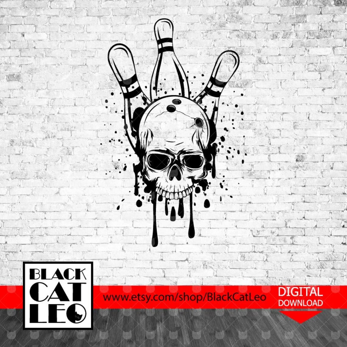 Bowling clip art Skull with bowling ball and pins Bowler Sport Etsy