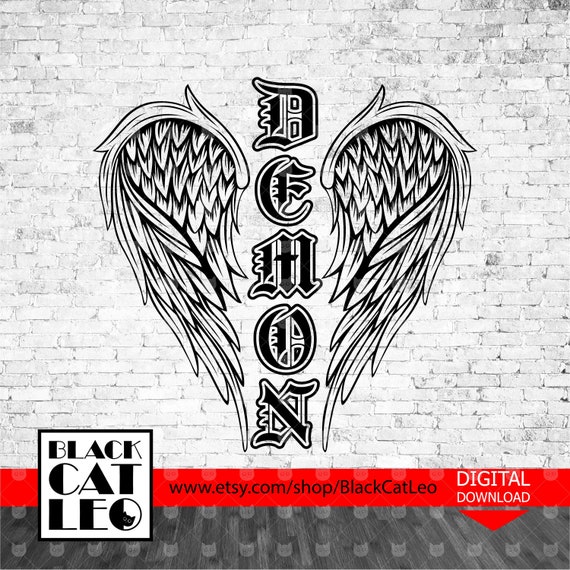 Demon Cut File Svg Wings Cut File Svg Demon T Shirt Design Etsy
