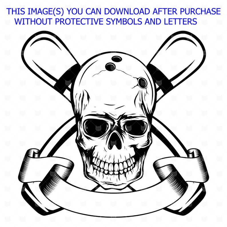Bowling svg file Bowling clip art Skull with ball Crossed | Etsy