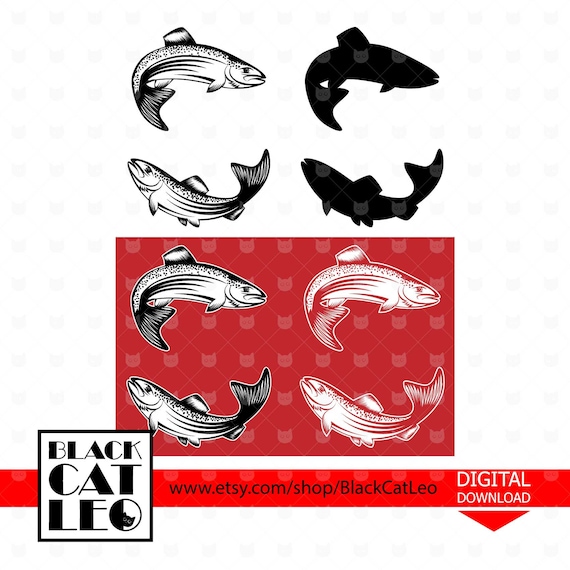 Download Trout Vector Clip Art Silhouette Cut File Svg Fish Svg Fish Etsy