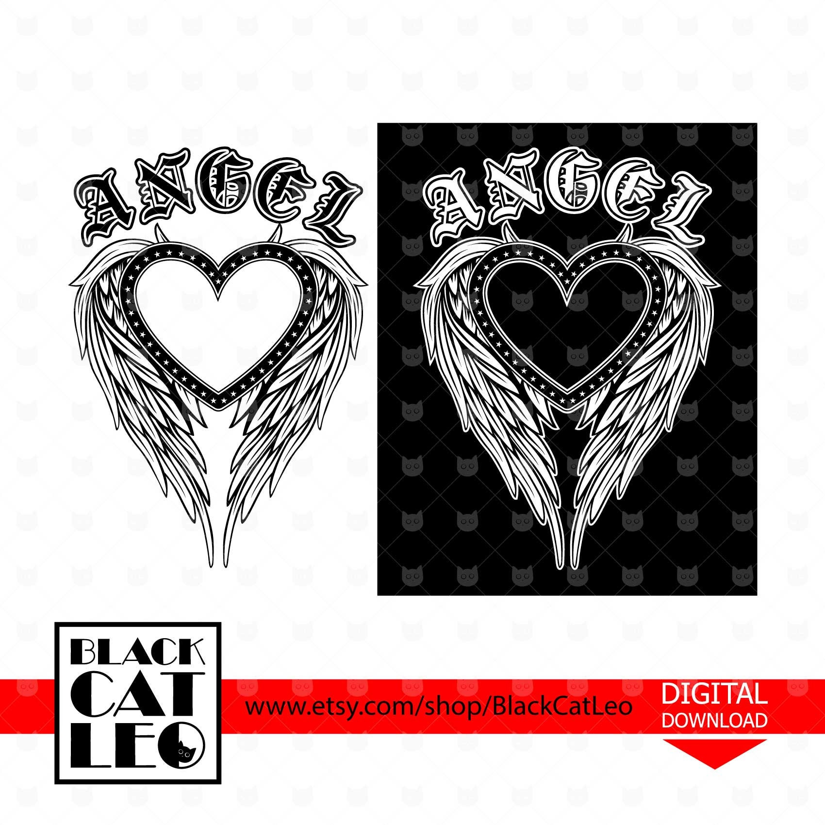 Download Angel svg Wings svg Heart svg Frame svg Angel cut file | Etsy