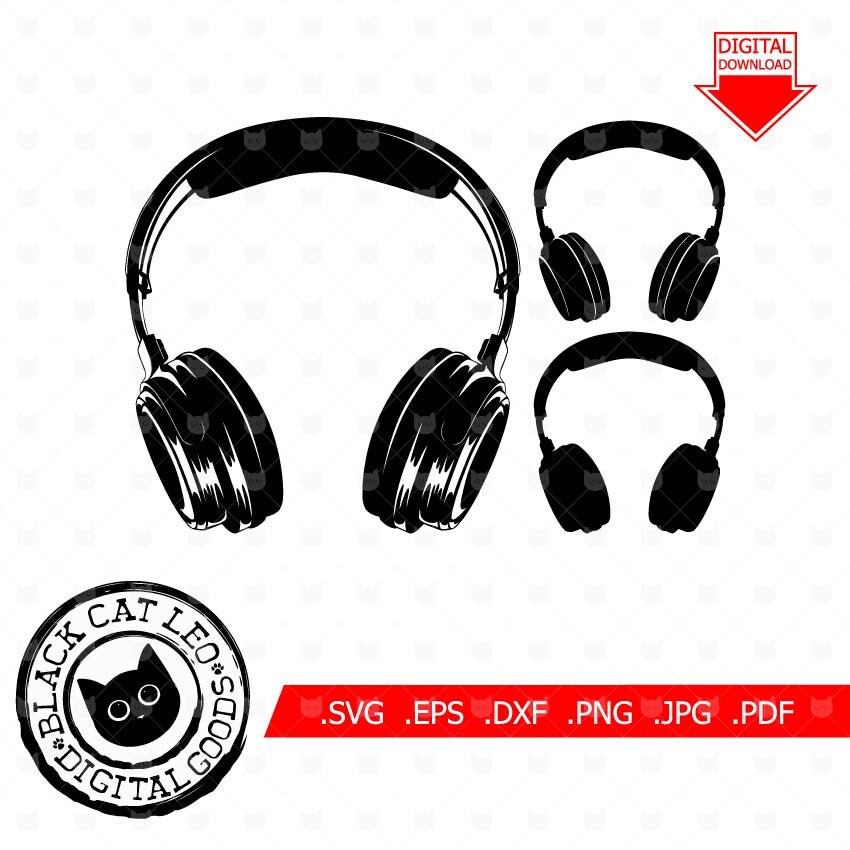 Headphones cut file svg Earphone Silhouette clipart Etsy