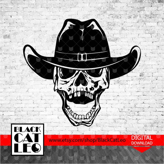 Download Cowboy S Skull In Hat Vector Svg T Shirt Design Western Etsy