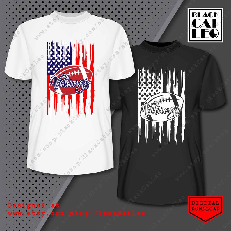 Minnesota Vikings On American Flag T Shirt Design Sublimation Etsy