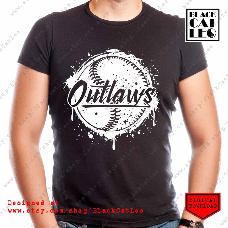 Download Outlaws t shirt design sublimation PNG Baseball ball cut ...