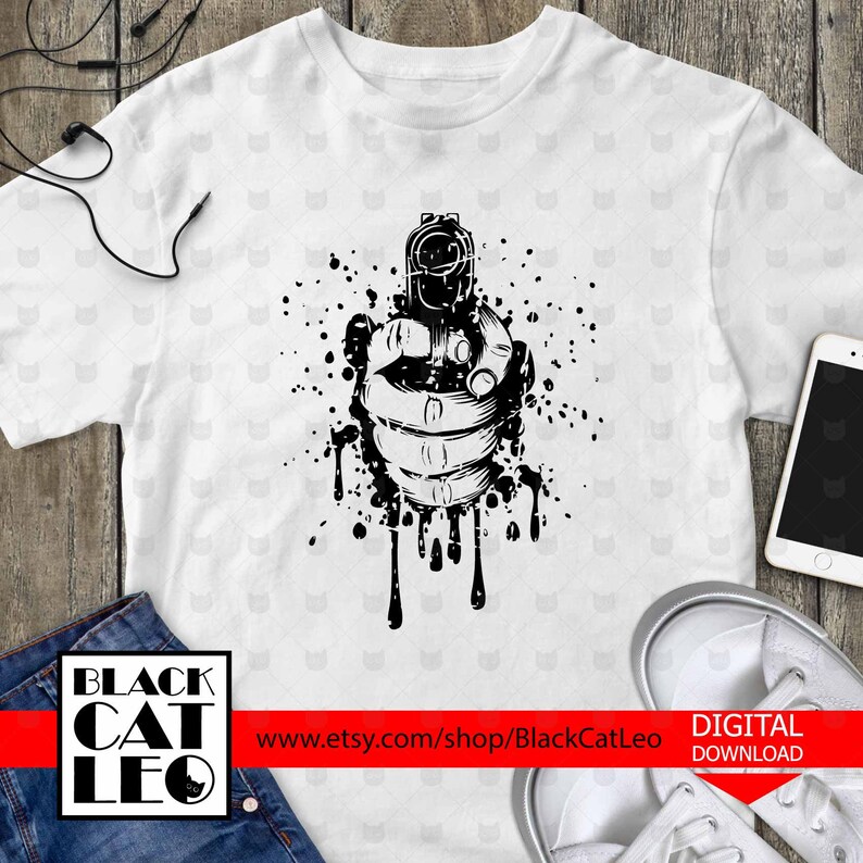 Download Hand svg Distressed Gun design t shirt Weapon wall decor ...