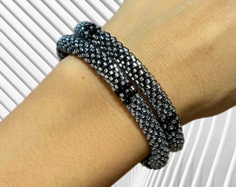 Nepali Hand Beaded Bracelet Set of Two Glass Bead Bracelets. Handmade Wrist Wear Jewelry Gift For Women or Girlfriend. Seed Bead Bracelets.