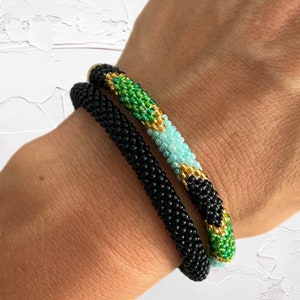Bead Bracelet Set for Women, Seed Bead Bracelets, Nepal Handmade Bracelets, Arm Candy, Stacking Bracelets, Rolled Bracelet, Floral Bracelet